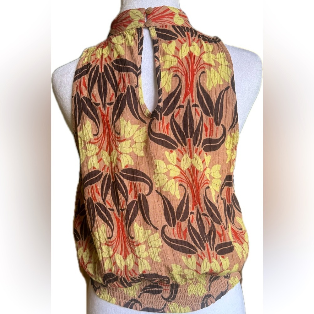 Haute Hippie 70s Floral Boho Print Patterned Sleeveless Halter Neck Blouse Top M - Picture 3 of 9